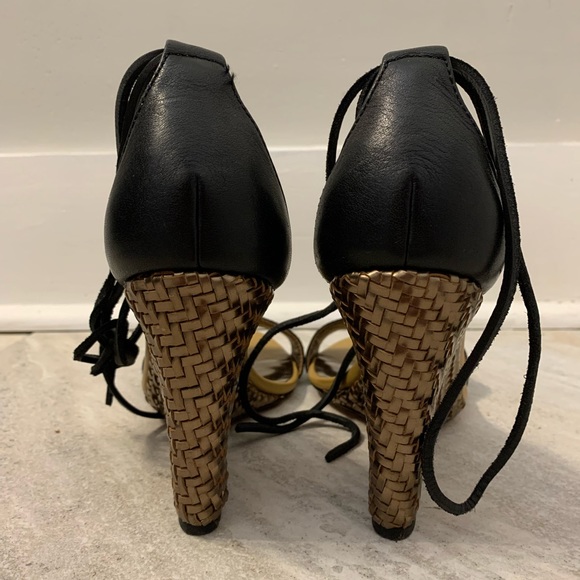 Coach Braided Copper Wedges with Black Ankle Ties - Picture 7 of 7